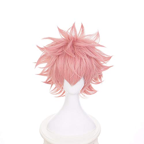 MUZI WIG Anime Cosplay Peluca con Gorra de Peluca Gratis para My Hero Academia (Ashido Mina)