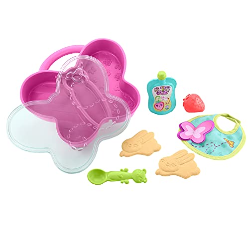 My Garden Baby Hora de la comida, muñeco de juguete con accesorios para comer, regalo para niñas y niños +18 meses (Mattel HBJ69)