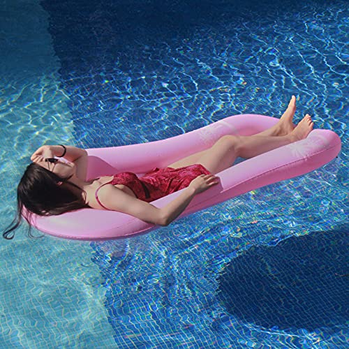 Myir Colchoneta Piscina Adultos, Flotadores Piscina Hinchables para Piscina Cama de Agua Flotador de Malla Tumbona Inflable del Agua Hinchable Colchón de Aire Adultos (Rosa)