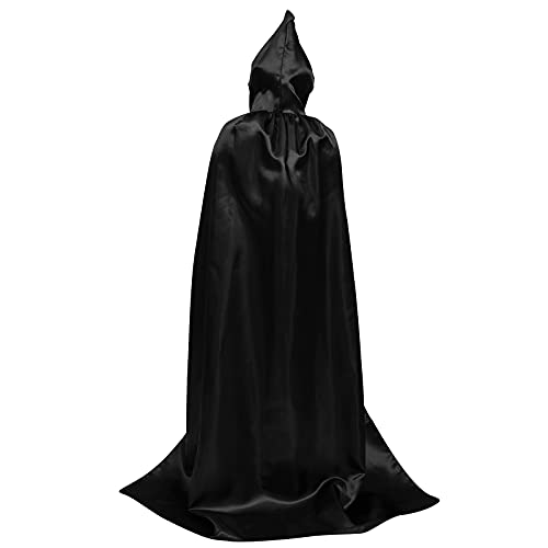 Myir JUN Largo Capa con Capucha, Unisex Adulto Niños Disfraz de Halloween Fiesta Disfraces Vampiro Traje (Negro, L)