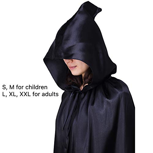 Myir JUN Largo Capa con Capucha, Unisex Adulto Niños Disfraz de Halloween Fiesta Disfraces Vampiro Traje (Negro, L)