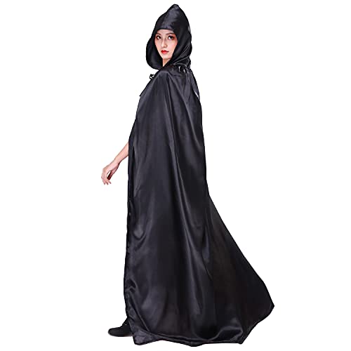 Myir JUN Largo Capa con Capucha, Unisex Adulto Niños Disfraz de Halloween Fiesta Disfraces Vampiro Traje (Negro, M)