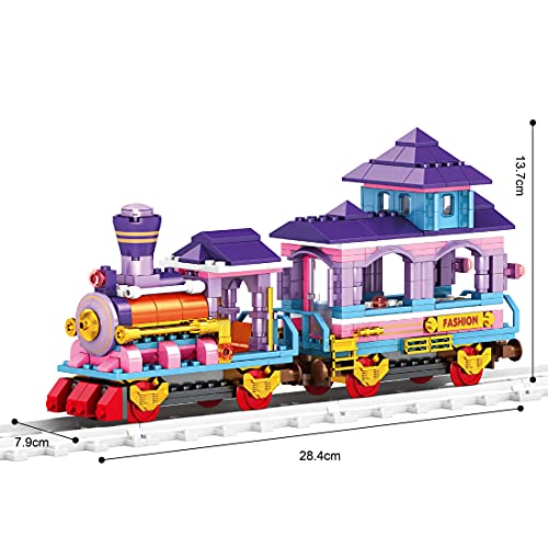 Myste Tren de ingeniería, 376 piezas de tren de mercancías para ciudad, juego de construcción con rieles, bloques de sujeción, juguete de construcción compatible con tren Lego