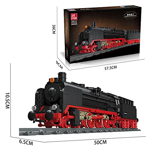 Myste Tren de tren de vapor con raíles ferrocarriles, 1173 + piezas de tren de ciudad, estilo retro, bloques de construcción, compatible con tren Lego City