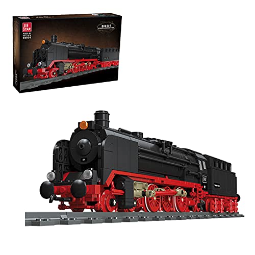 Myste Tren de tren de vapor con raíles ferrocarriles, 1173 + piezas de tren de ciudad, estilo retro, bloques de construcción, compatible con tren Lego City