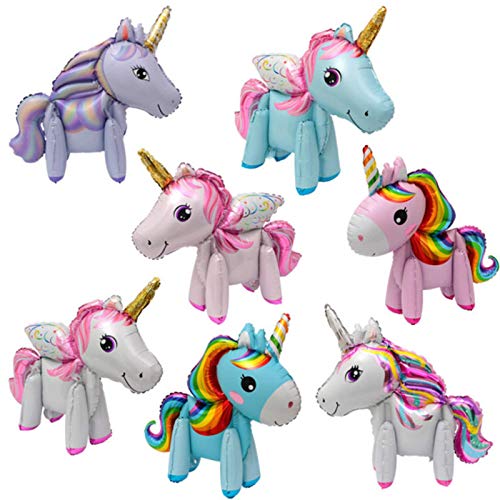 N-B Theme Party Forest 3D Animal Balloon 24inch Rainbow Unicorn Balloon with Cartoons Design Balloons In Party Birthday Rainbow Unicorn Showers Bridal Balloons Supplies Aluminium Film