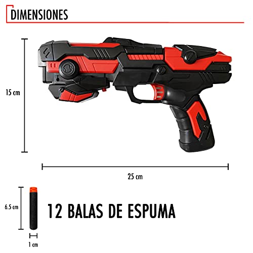 N Naturly Pistola de Dardos Espuma para Juegos de Disparos + 6 Balas Incluidas | Pistola de Juguete Luz Incorporada para Mayor Diversión