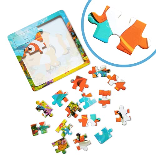 N Naturly Rompecabezas educativos para niños y niñas de Todas Las Edades | Puzzle con 6 Piezas de Madera de Animales Marinos para Aprender y fomentar la Capacidad cognitiva Juguete Educativo