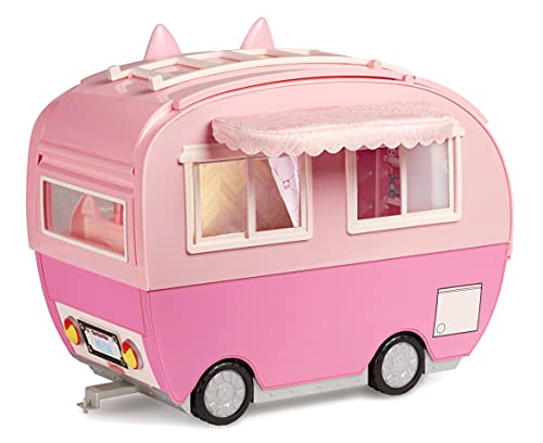 Na Na Na Surprise Caravana Kitty-Cat - Caravana rosa con orejas y cola de gato - 7 áreas de juego que incluyen cocina completa, hamaca y accesorios, coche de juguete para muñecas y más