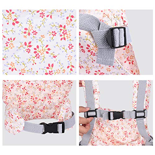 Nabance Muñeca Transporte Doll Carrier Trasera Algodón Sling para Niños de Hasta 18 Meses Red Floral