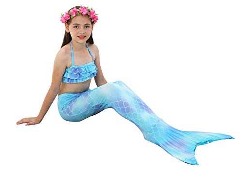 NAITOKE Niñas Cola de Sirena con Bikini para Fiesta de Natación Cosplay,A6,120