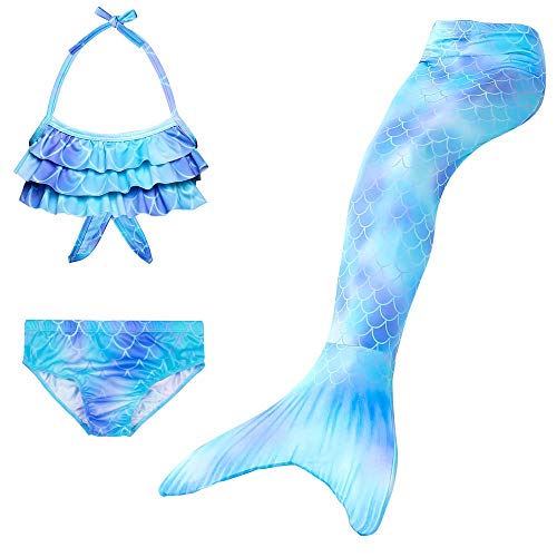 NAITOKE Niñas Cola de Sirena con Bikini para Fiesta de Natación Cosplay,A6,120