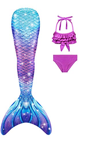 NAITOKE Niñas Cola de Sirena con Bikini para Fiesta de Natación Cosplay,G5-1,120