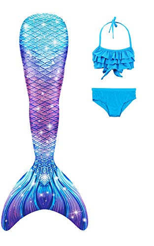 NAITOKE Niñas Cola de Sirena con Bikini para Fiesta de Natación Cosplay,G5-2,110