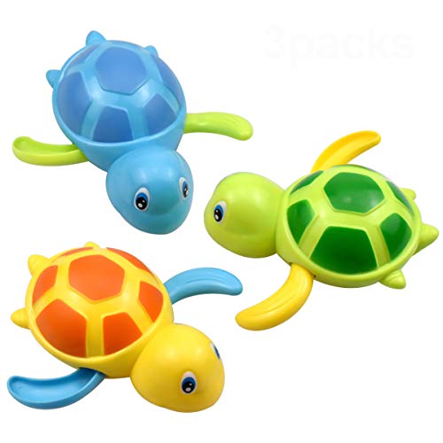 NATUCE 3 Piezas Juguetes de Baño para Bebé Niños, Natación Tortuga Juguetes, Juguetes Bañera Bebe, Juguetes de Natación del Flotante, Kit de Juguetes de Baño para Niños, Regalos para Bebé Niños Niñas