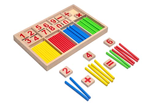 Natureich Montessori Juguete educativo de matemáticas de madera Juego de tablas de multiplicar para los números 1x1 Aprender a sumar Ayuda para hacer cálculos para niños y niñas Escuela