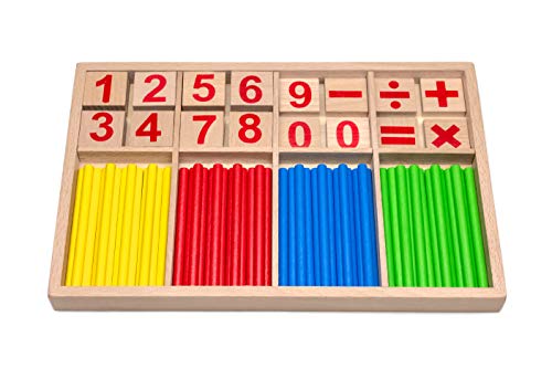 Natureich Montessori Juguete educativo de matemáticas de madera Juego de tablas de multiplicar para los números 1x1 Aprender a sumar Ayuda para hacer cálculos para niños y niñas Escuela