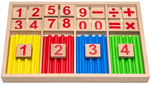 Natureich Montessori Juguete educativo de matemáticas de madera Juego de tablas de multiplicar para los números 1x1 Aprender a sumar Ayuda para hacer cálculos para niños y niñas Escuela