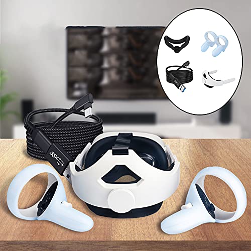 NC NC Cómodo Auricular VR Ajustable Gafas de Realidad Virtual Diadema Ojos Cubierta Protectora Funda Protectora Funda con Adaptador Se Adapta a Quest 2