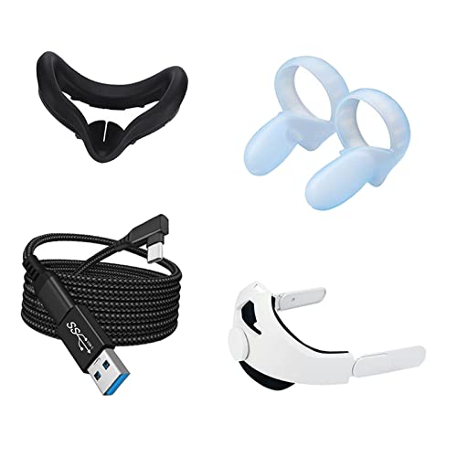 NC NC Cómodo Auricular VR Ajustable Gafas de Realidad Virtual Diadema Ojos Cubierta Protectora Funda Protectora Funda con Adaptador Se Adapta a Quest 2