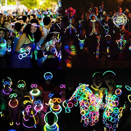 NC Varillas Luminosas, Paquete de 100 Varillas Luminosas de 8.0 in con Conexiones de Bola de Pulsera, Accesorios Luminosos para Fiestas, Juguetes Luminosos