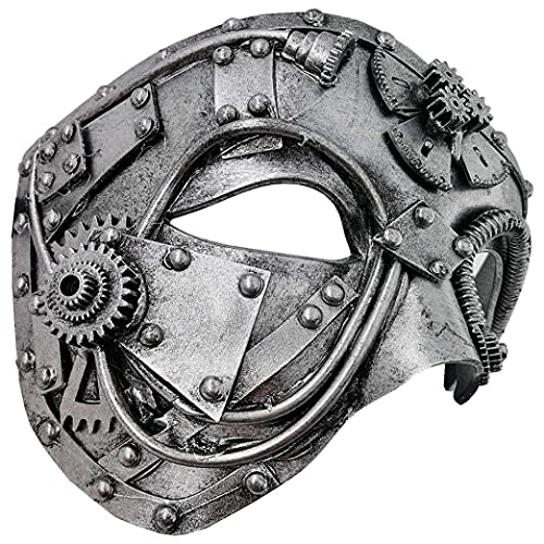 #N/D Máscara Veneciana Casco mecánico Hombres Steampunk Fantasma de la ópera Halloween Cosplay Fiesta Disfraz máscaras faciales