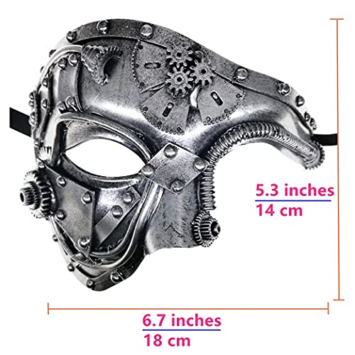 #N/D Máscara Veneciana Casco mecánico Hombres Steampunk Fantasma de la ópera Halloween Cosplay Fiesta Disfraz máscaras faciales