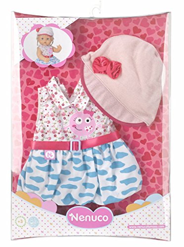 Nenuco - Set ropita Casual con gorrito y Vestido Rosa (Famosa 700011324)