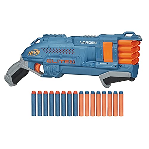 Nerf Elite 2.0 Warden DB-8 Blaster, 16 Dardos Nerf, 2 Dardos al Mismo Tiempo, riel táctico para Ajustar, Disparo rápido