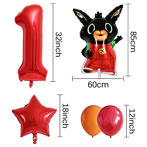 Nesloonp Bing Bunny Globos Decoración de Fiesta, Juego de globos Bing Bunny, Bing Bunny Party Supplies, Decoración de la Fiesta de Primer Cumpleaños de Los Niños,Feliz Cumpleaños Ballon Banner