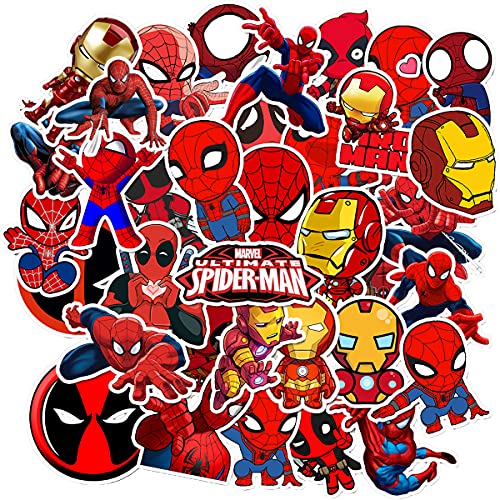 Nesloonp Marvel Pegatinas, Pegatinas de Spiderman Iron Man Deadpool, Pegatinas de Superhéroe Impermeables 105 Hojas/Paquete, Pegatinas de Graffiti para Portátiles, Bicicletas, Patinetas