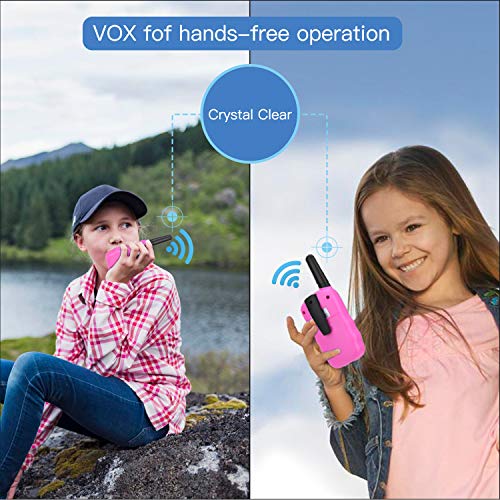 Nestling Walkie Talkie Niños Pantalla LCD de 8 Canales Linterna incorporada VOX 10 Tonos de Llamada Walkie Talkie Niñas Regalo de Juguete para niños (2pcs Rosa)