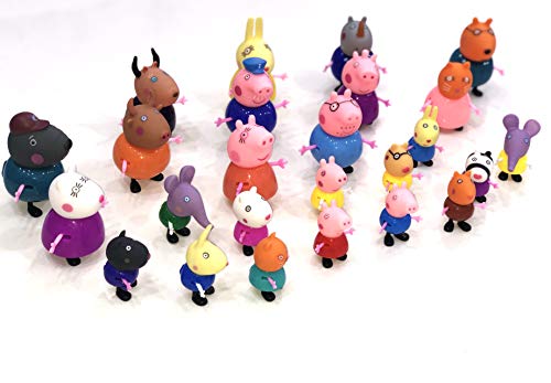 New Brand 25 Pcs/Set Cute Peppa Pig Juguetes Figures 25 Cartoon Heroes Kids