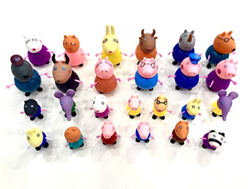 New Brand 25 Pcs/Set Cute Peppa Pig Juguetes Figures 25 Cartoon Heroes Kids