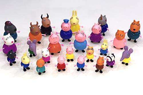 New Brand 25 Pcs/Set Cute Peppa Pig Juguetes Figures 25 Cartoon Heroes Kids