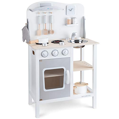 New Classic Toys Toys-11053 Kitchenette-Bon Appetit-White/Silver, Color Blanco (11053)