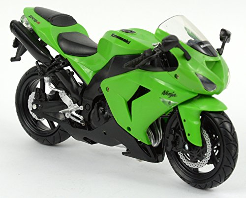 New Ray 42443 I - Motocicleta Kawasaki ZX 10 R / HONDA CBR, Vehículo en miniatura, escala 1:12, Verde / negro