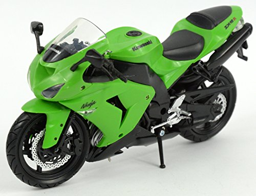 New Ray 42443 I - Motocicleta Kawasaki ZX 10 R / HONDA CBR, Vehículo en miniatura, escala 1:12, Verde / negro