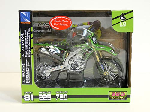 New Ray – Kawasaki KX450F 2018 Bud Racing N° 81 Brian HSU 1/12° Moto Miniature – 57903