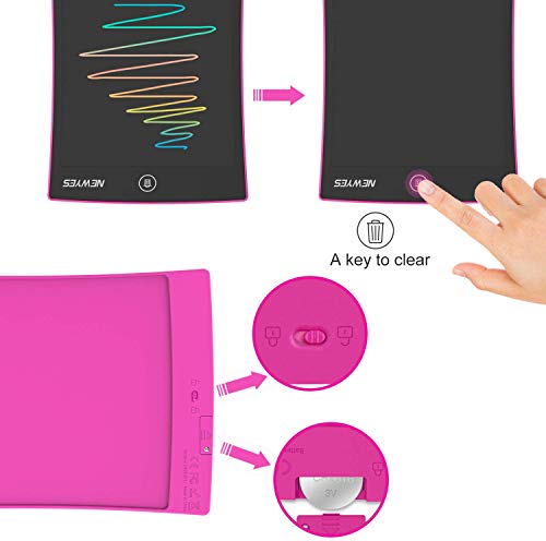 NEWYES Tableta de Escritura LCD a Color, Pizarra Digital, Tablet para Dibujar para Niños 8.5 Pulgadas (Rosa)