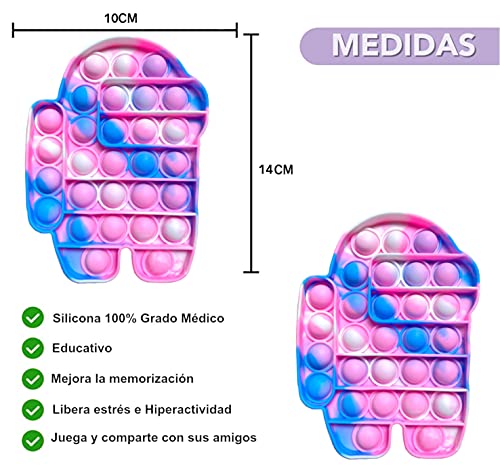 NF ROADTOLOVE Fidget Toy Juguete Antiestres - Pop It Sensorial Among Us para Niños y Adultos Bubble Push -Juguetes Antiestrés de Explotar Burbujas para Aliviar estrés y Ansiedad (Rosado)