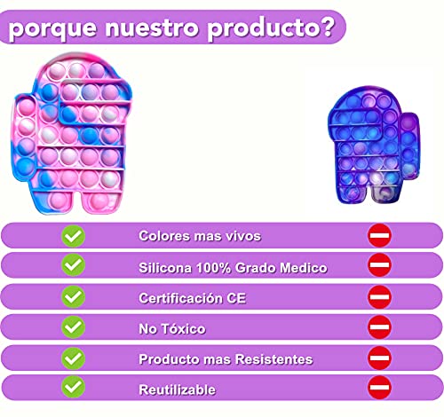 NF ROADTOLOVE Fidget Toy Juguete Antiestres - Pop It Sensorial Among Us para Niños y Adultos Bubble Push -Juguetes Antiestrés de Explotar Burbujas para Aliviar estrés y Ansiedad (Rosado)