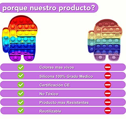 NF ROADTOLOVE Pop it Fidget Toy | Juguete Sensorial Antiestres para Niños y Adultos | Bubble Push Pop | Juguetes de Explotar Burbujas para Aliviar Ansiedad y Estrés | Pop it Among us L .