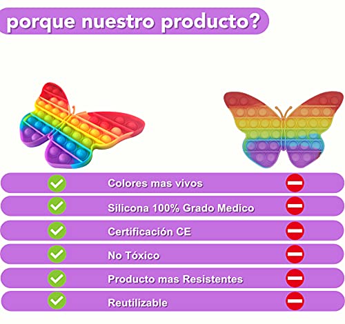 NF ROADTOLOVE Pop it Fidget Toy | Juguete Sensorial Antiestres para Niños y Adultos | Bubble Push Pop | Juguetes de Explotar Burbujas para Aliviar Ansiedad y Estrés | Pop it Mariposa Niñas .