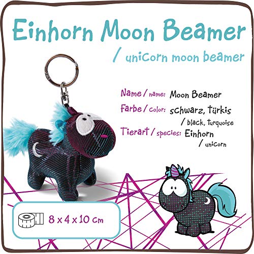 NICI 45718 Moon Beamer Edición Especial de 10 cm Unicornio Peluche Brillante I Accesorio de Juguete Suave para cordón, Llavero y Porta Llaves, Color Negro