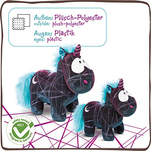 NICI 45718 Moon Beamer Edición Especial de 10 cm Unicornio Peluche Brillante I Accesorio de Juguete Suave para cordón, Llavero y Porta Llaves, Color Negro