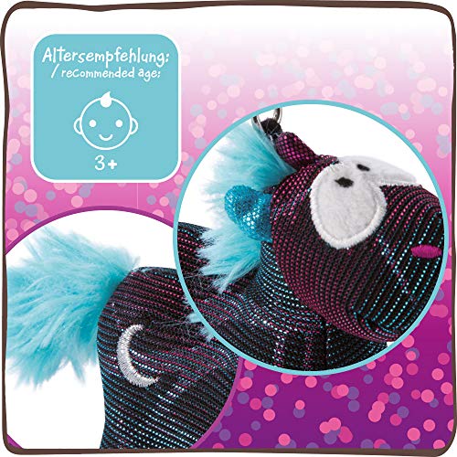 NICI 45718 Moon Beamer Edición Especial de 10 cm Unicornio Peluche Brillante I Accesorio de Juguete Suave para cordón, Llavero y Porta Llaves, Color Negro