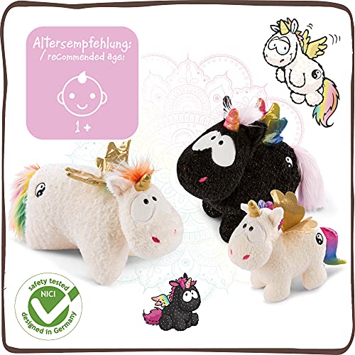 NICI tierno Yin 13 cm – Juguetes de Criaturas místicas, niños, bebés y Amantes de los Animales de Peluche, Unicornios esponjosos para abrazar y Jugar, Color Negro y Multicolor (47374)