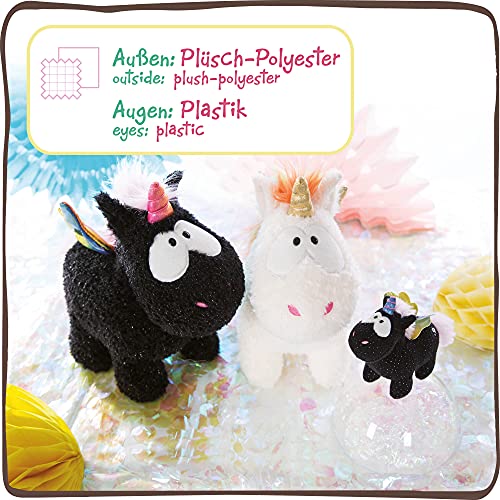 NICI tierno Yin 13 cm – Juguetes de Criaturas místicas, niños, bebés y Amantes de los Animales de Peluche, Unicornios esponjosos para abrazar y Jugar, Color Negro y Multicolor (47374)