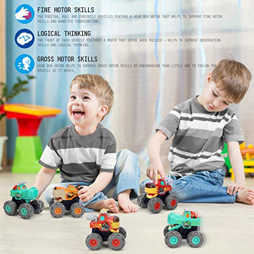 nicknack Monster Trucks Pull Back Car Push and Go Coches de juguete para bebés, niños pequeños, niños de 1 2 3 4 años